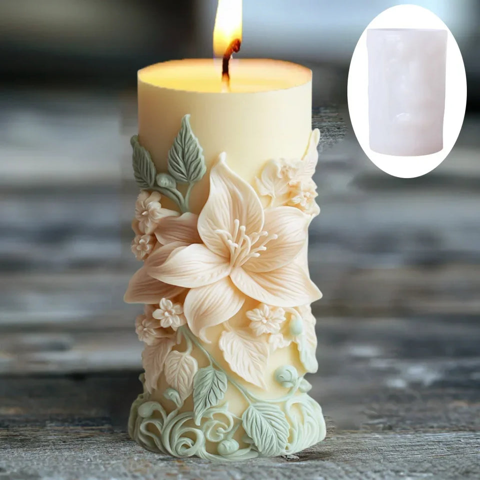 candle silicone mold flower bouquet relief resin mould blooming flower gypsum molds