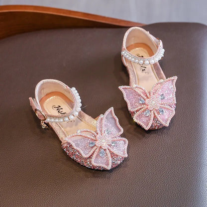 Toddler Girls Dress Shoes for Girls Princess Shoes Low Heels Toddler Soft Sole Glitter Shoes for Wedding Party