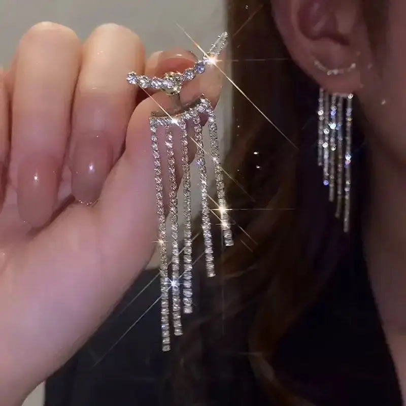 Hanging Earrings Retro Long Tassel Earrings feminine temperament  Coconut Rhinestone S925 Silver Needle 2023 NEW Fashion Jewelry