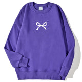 Casual Women's Sweatshirts Kawaii Bow Graphic Prints Pullover Comfortable Warm