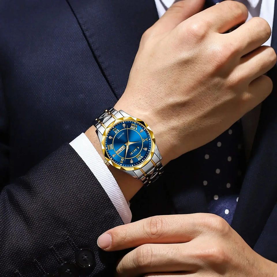 LIGE Luxury Quartz Men Watch Waterproof Luminous Date Week Man Watch Stainless Steel Business Wristwatches Male Clock Reloj+Box