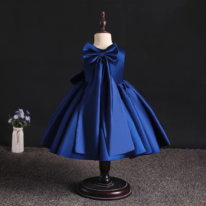 Customized Flower Baby Girls Wedding Birthday Bownot Dresses Clothing Toddler Kids Princess Party Ball Holy Communion Gown