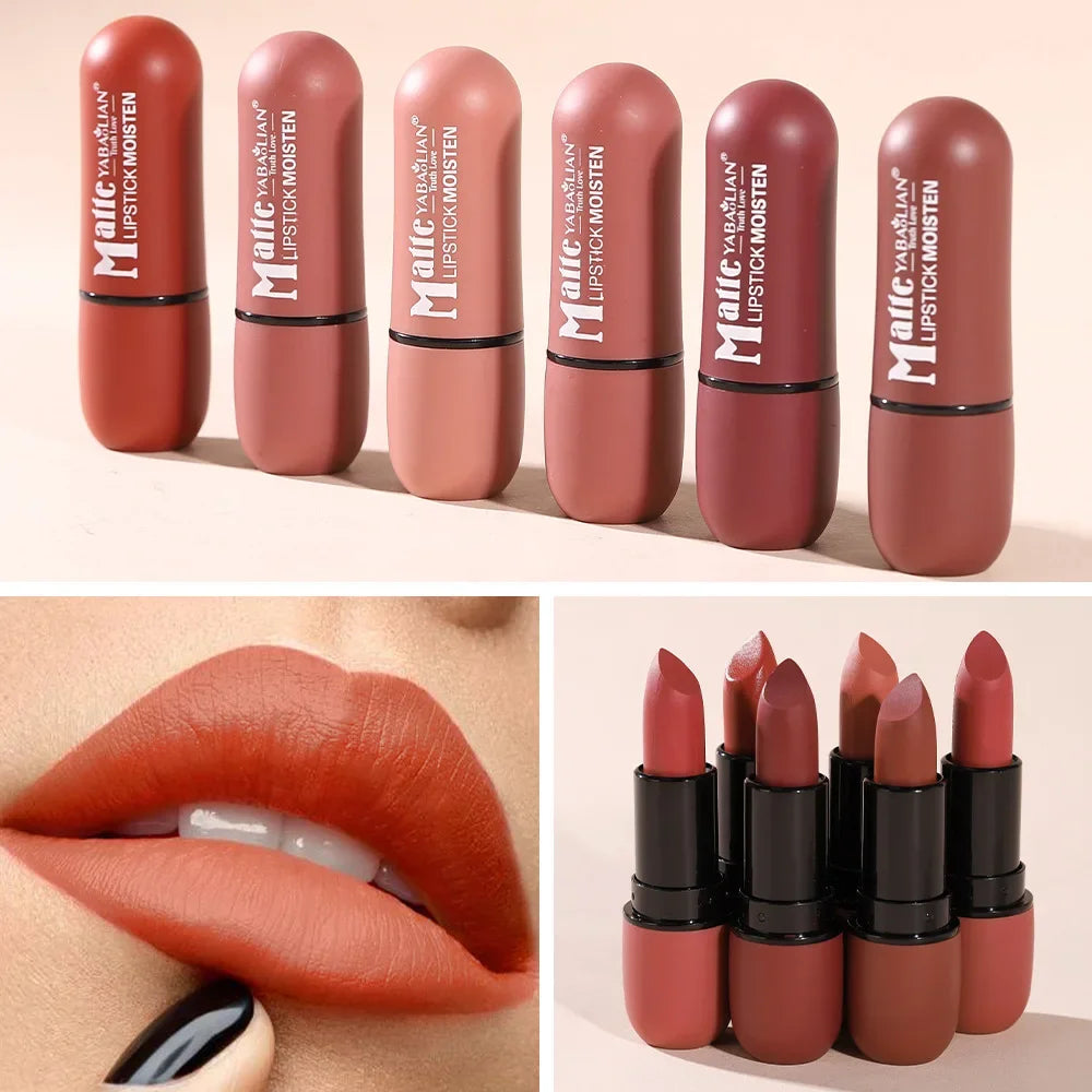 Nude Matte Lipstick Waterproof Long Lasting Non-stick Cup Lip Stick Not Fading Sexy Red Brown Velvet Lipsticks Makeup Cosmetics