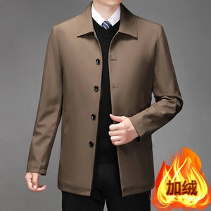 High-quality Middle-aged Men's Jacket Loose Casual Spring and Autumn Clothing Middle-aged Dad Coat Single-row Button Jacket