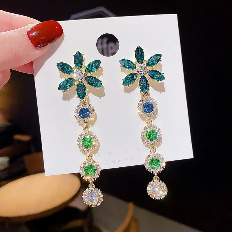 Hanging Earrings Retro Long Tassel Earrings feminine temperament  Coconut Rhinestone S925 Silver Needle 2023 NEW Fashion Jewelry