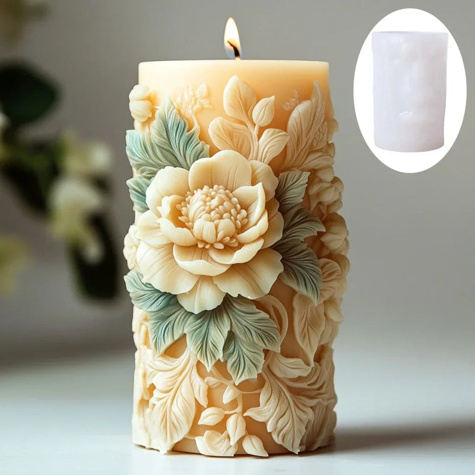 candle silicone mold flower bouquet relief resin mould blooming flower gypsum molds
