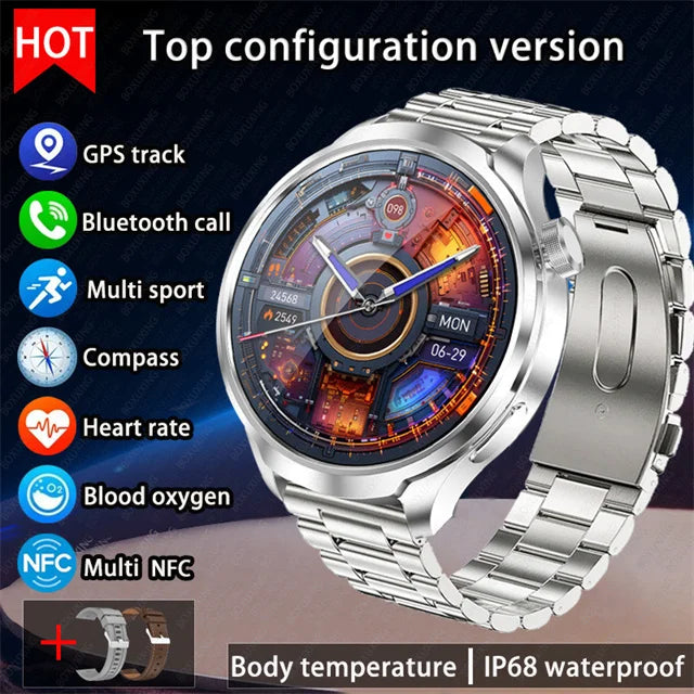 For HUAWEI Outdoor Sports Smart Watch Men AMOLED Screen NFC GPS Compass Heart rate Waterproof Bluetooth Call SmartWatch 2024 New