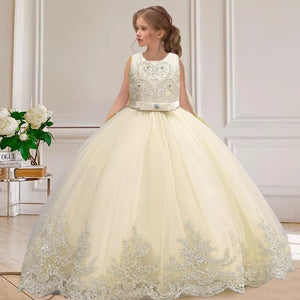 2024 New Hot Selling Girl Party Dress Gorgeous Big Bow Graduation Ball Dress 4 6.8 10 12 Elegant Birthday Dress