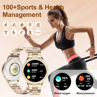 LIGE 1.32 inch Women Smart Watch Bluetooth Call AI Voice Assistant Women's Watches