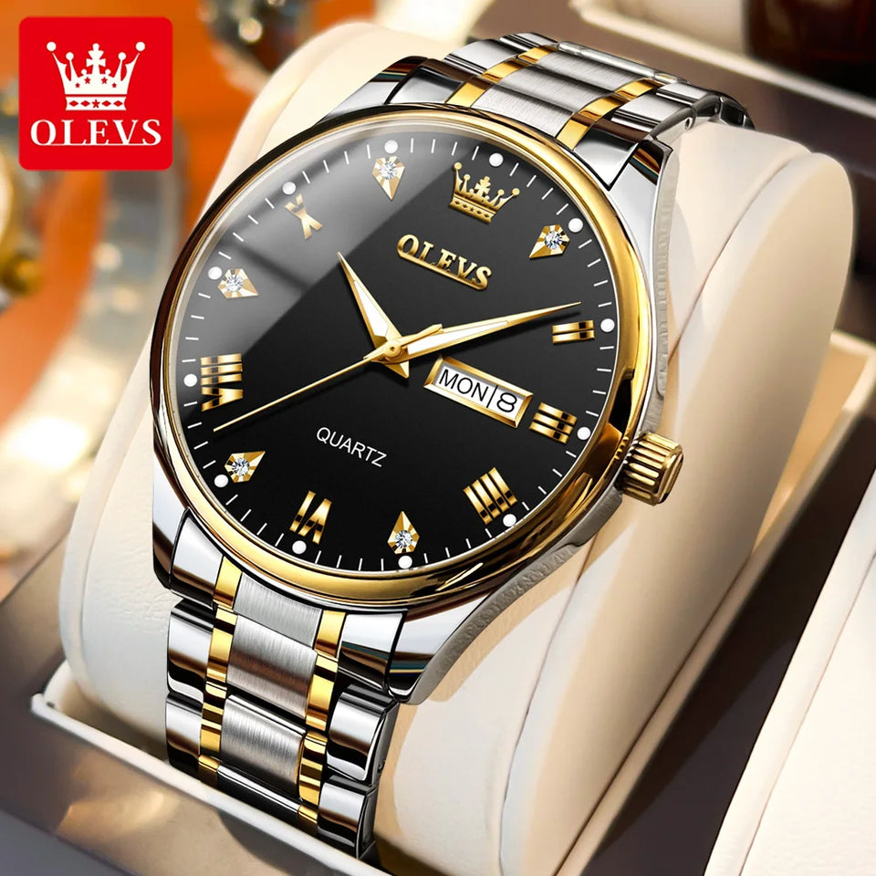 OLEVS High Quality Luxury Couple Watch For Men Women Stainless Steel Original Watches Top Brand Waterproof Couple Wrist Watches