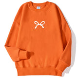 Casual Women's Sweatshirts Kawaii Bow Graphic Prints Pullover Comfortable Warm