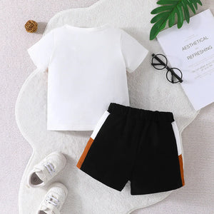 Infant Clothing Set For Kid Boy 6-36 Months KING Stripe Short Sleeve tshirt and Shorts Summer Outfit Ootd For Newborn Baby