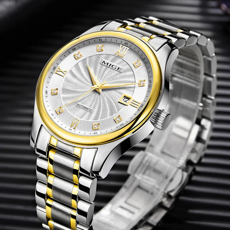 MIGE brand business steel mechanical watches for men japan 82s0 movement waterproof automatic luxury Casual sapphire mens watch