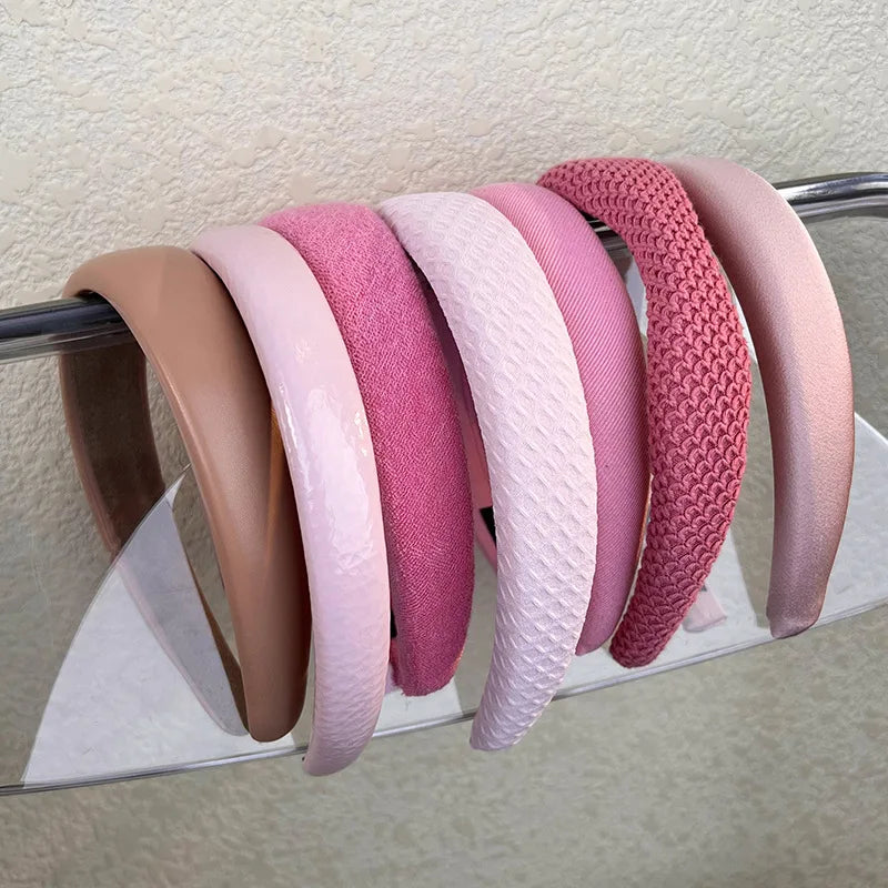 Sweet Romantic Pink  Headband Sponge Wide Hair Band for Woman Girl Temperament Hair