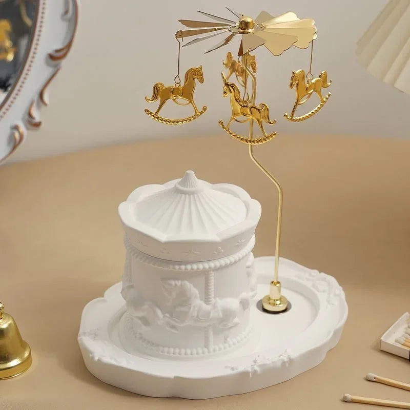 Christmas Scented Candle Set Carousel Sculpture Gypsum Aromatherapy Candles