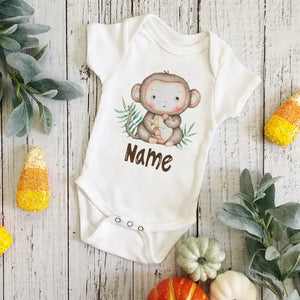 Personalized Monkey with Name Baby Jumpsuit Baby