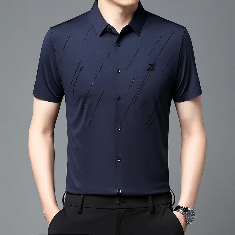 Men's Short-sleeved Shirt Summer New Ice Silk T-shirts