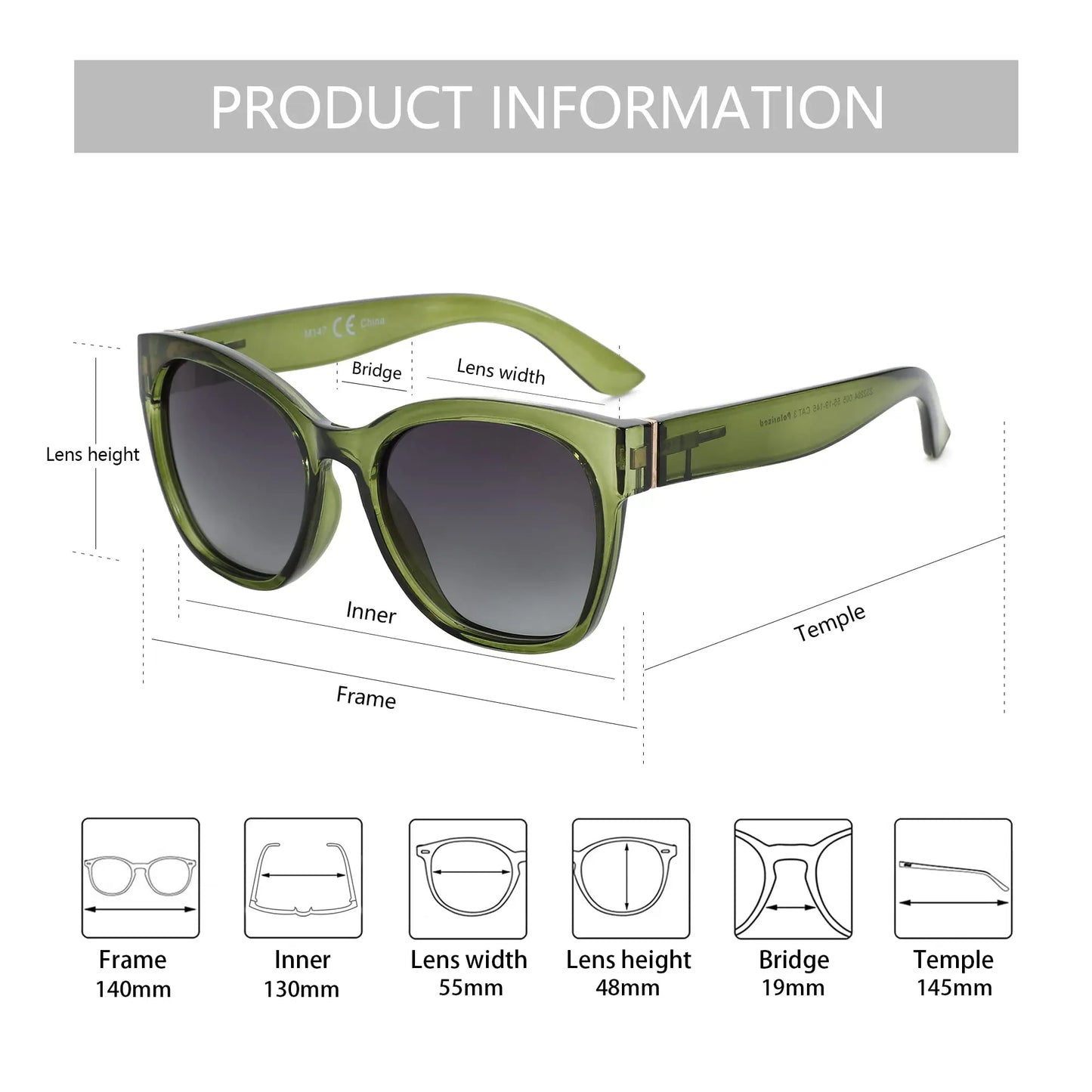 Original Thick Butterfly Frame Polarized Sunglasses for Women