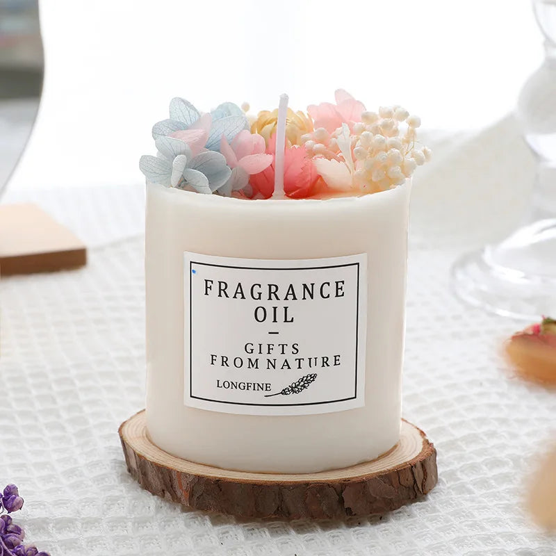 Preserved flower Scented Candle Soy Wax Dried Flowers Romantic  Candles Fragrance Ornament