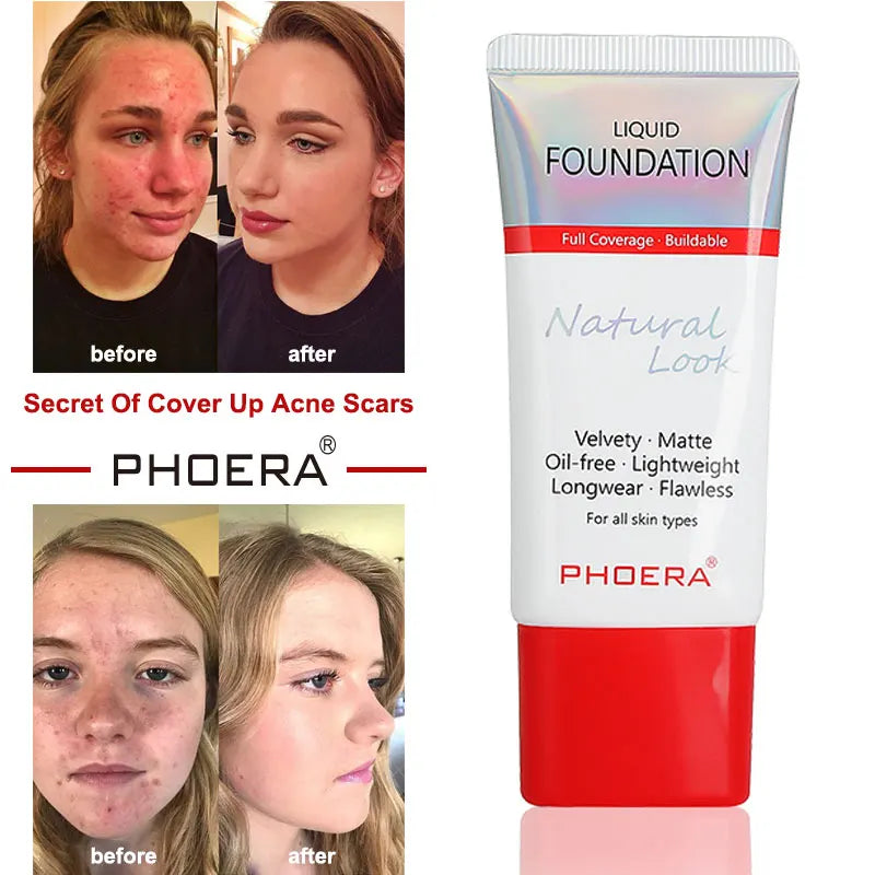 Liquid Foundation Mineral Touch Oil Control Matte Skin-Friendly Makeup Full Coverage 24Hour Long Lasting Cosmetic