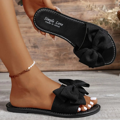 Women Flats Slippers Summer Fashion Bow Tie Sandals Shoes for Women Flat Casual Beach Slippers