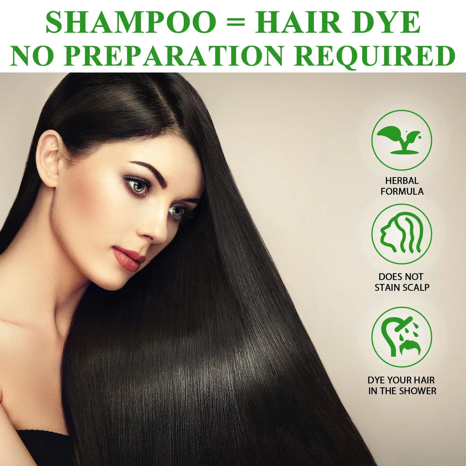 염색약 Shampoo 3 in 1 Organic Natural Hair Dye Ginseng Extract Black Hair Color Шампунь Для Волос for Cover Gray White Hair 500ML
