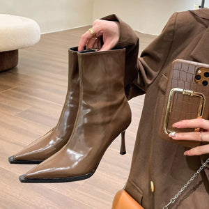 Fashion Sexy Autumn Winter Women Ankle Boots Pointed Toe Short Booties Shoes