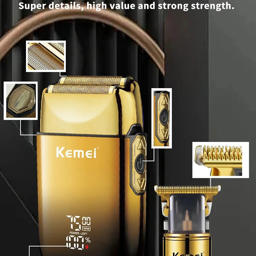 Kemei Hair Trimmer Electric Razor Foil Shavers Professional Beard Trimmer for Men Grooming Kit Barber Clippers Haircut Machine