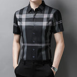 New Men's Business Casual Short Sleeved Shirt No Iron and Wrinkle Resistant Top