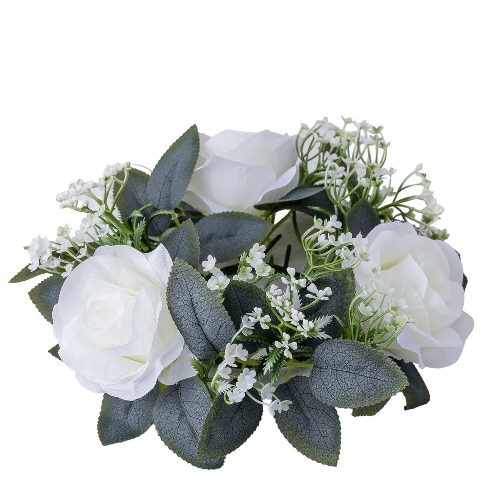 Valentine's Day Candlestick Wreaths Artifical Rose Candles Aromatherapy Party Table Desktop