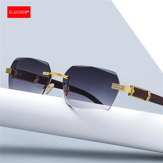 KLASSNUM Men Luxury Rimless Sunglasses