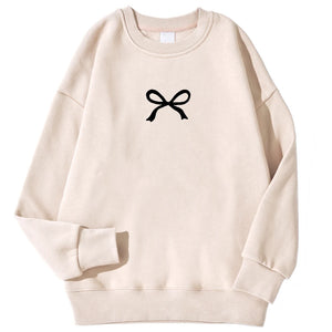 Casual Women's Sweatshirts Kawaii Bow Graphic Prints Pullover Comfortable Warm