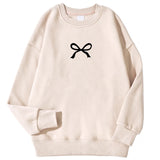 Casual Women's Sweatshirts Kawaii Bow Graphic Prints Pullover Comfortable Warm