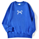 Casual Women's Sweatshirts Kawaii Bow Graphic Prints Pullover Comfortable Warm