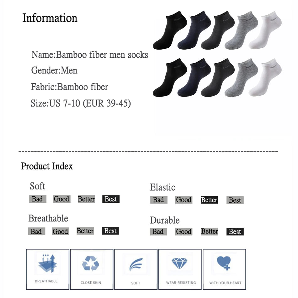 10 Pairs / Pack Men's Anti-Bacterial Man Ankle Socks Men