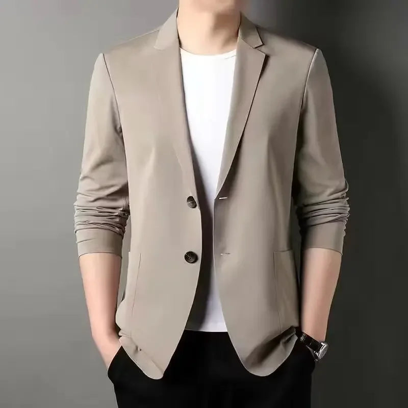 Men's Western-style Solid Color Suit Top Casual Business Wear Jacket New Spring Style Blazer For Men Fashionable Gentleman