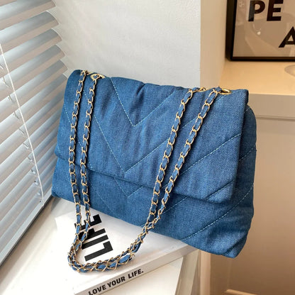 Handbag Woman Fashion Luxury Denim Blue Shoulder Bag