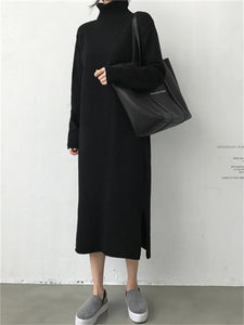 Wool Winter Womens Dress Fall Sweater Women Dress Long Sleeve Knitted Dresses