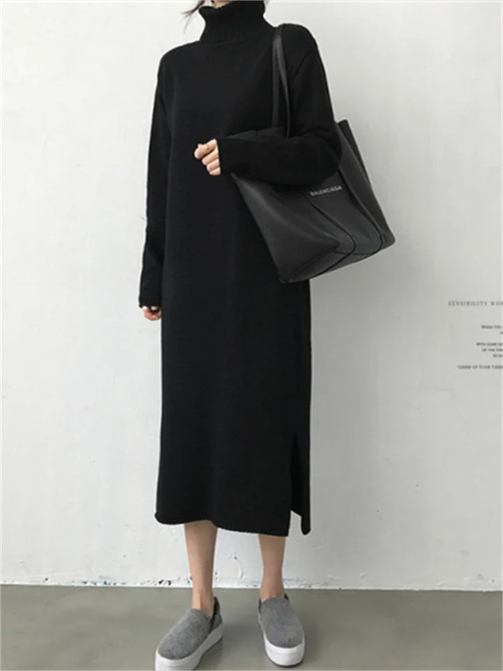Wool Winter Womens Dress Fall Sweater Women Dress Long Sleeve Knitted Dresses