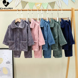 Kids Boys Girls Autumn Winter Thick Warm Soft Flannel Pajama Sets
