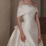 Elegant Women Wedding Dresses Bright Satin Bridal Princess Gowns Deep V-Neck Mopping Length Women Vestidos De Noche Customized