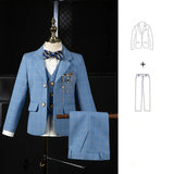 Boys Wedding Suit Kids Formal Blazer Jacket Vest Pants Bowtie 4PCS Tuxedo Dress Children Photography Suit Performance Costume