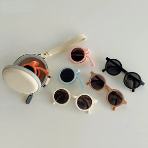Foldable Kids Sunglasses Girls Boy Children Sun Glasses Round Street Beat Eyeglasses