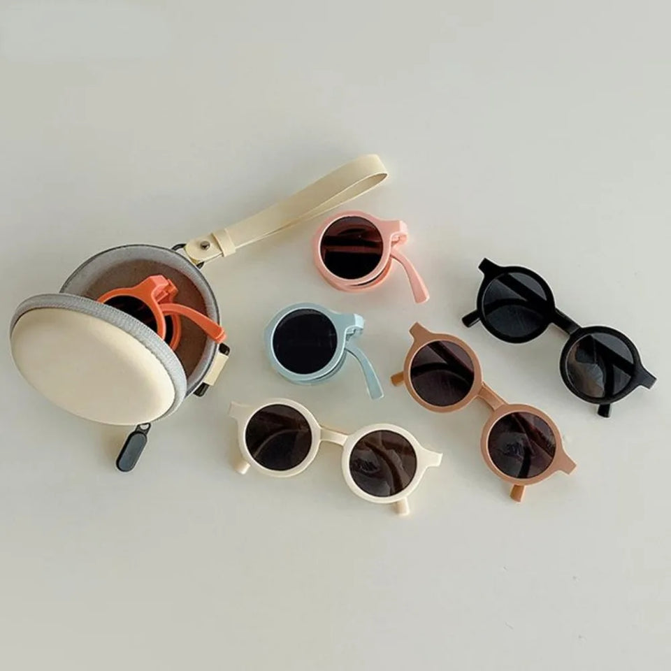 Foldable Kids Sunglasses Girls Boy Children Sun Glasses Round Street Beat Eyeglasses