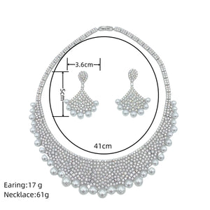 Princess Dubai Jewelry Sets for Women White Pearl Wedding Bridal Luxury Elegant Jewelry Accessories