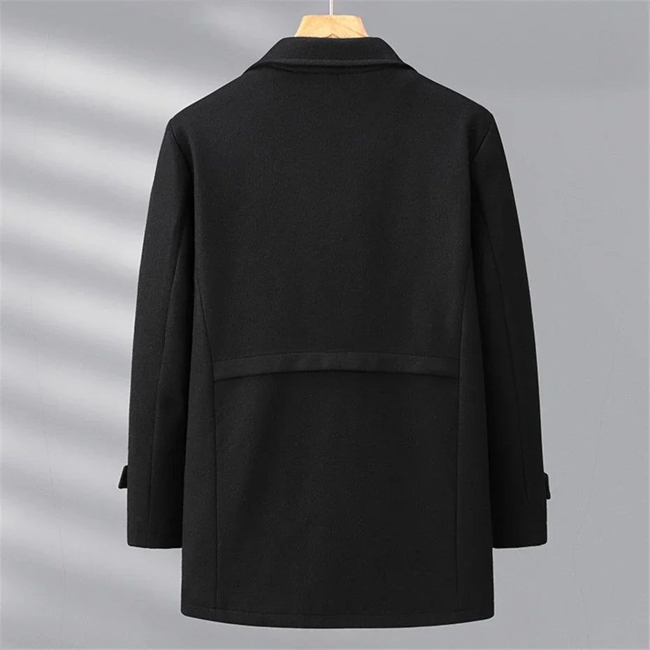 Woolen Jacket Men Plus Size 12XL Solid Color Jackets Woolen Coats Male Autumn Winter Long Style Jacket Fashion Casual