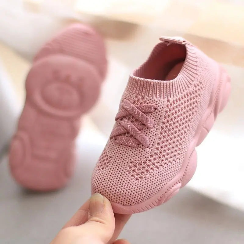 Fashion Children Flat Shoes Infant Kids Baby Girls Boys Solid Stretch Mesh Sport Running Sneakers Shoes