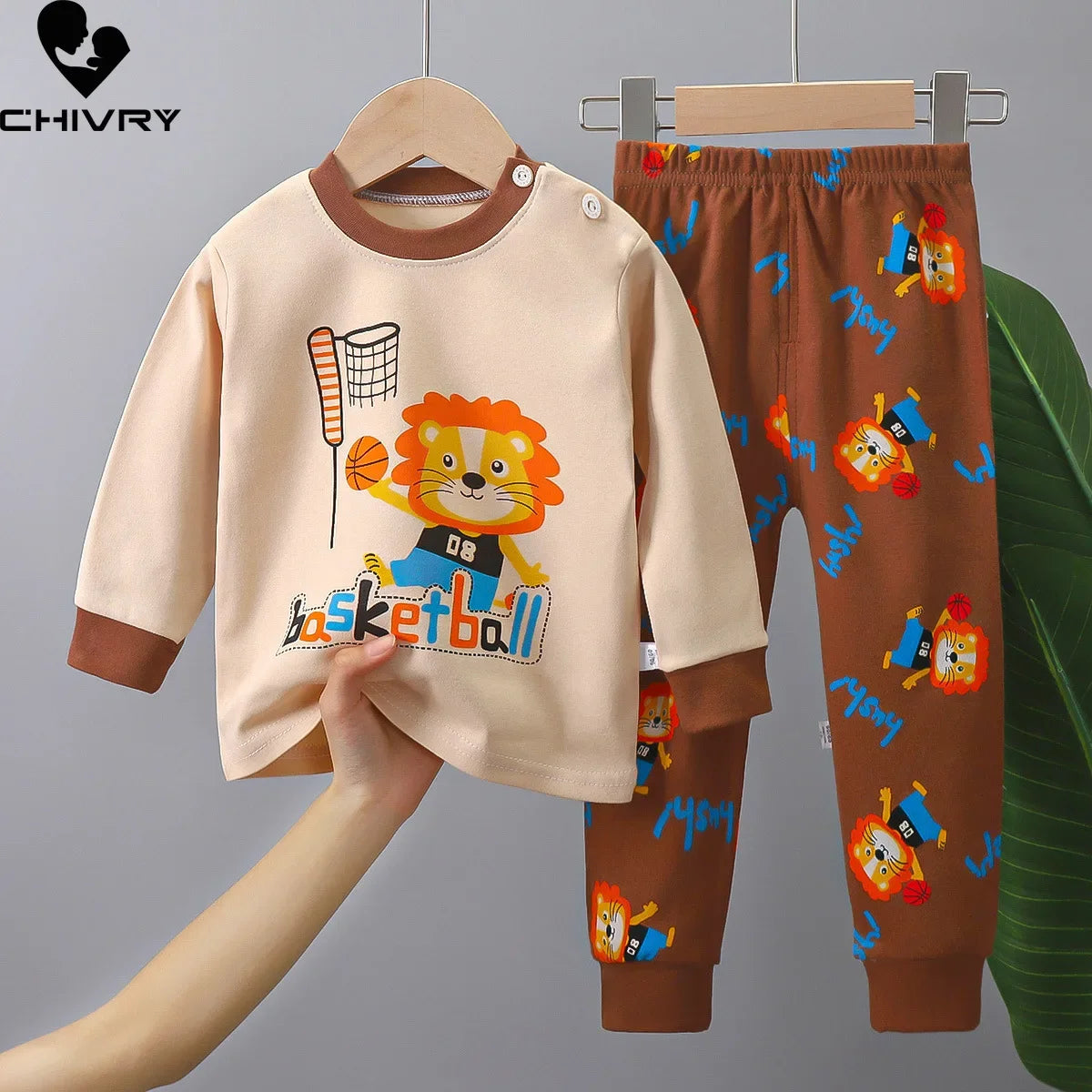 Girls Cartoon Dinosaur Long Sleeve T-Shirt with Pants Pyjamas Toddler Clothing Sets