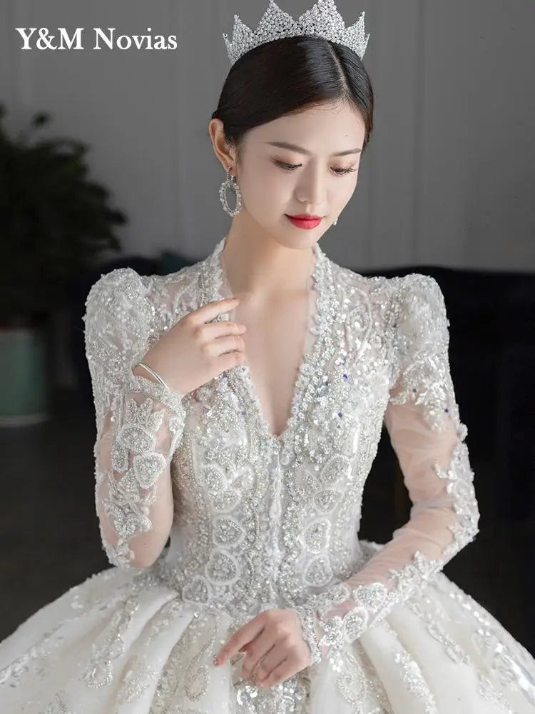 Luxury Bedading Long Sleeve Winter Wedding Dress