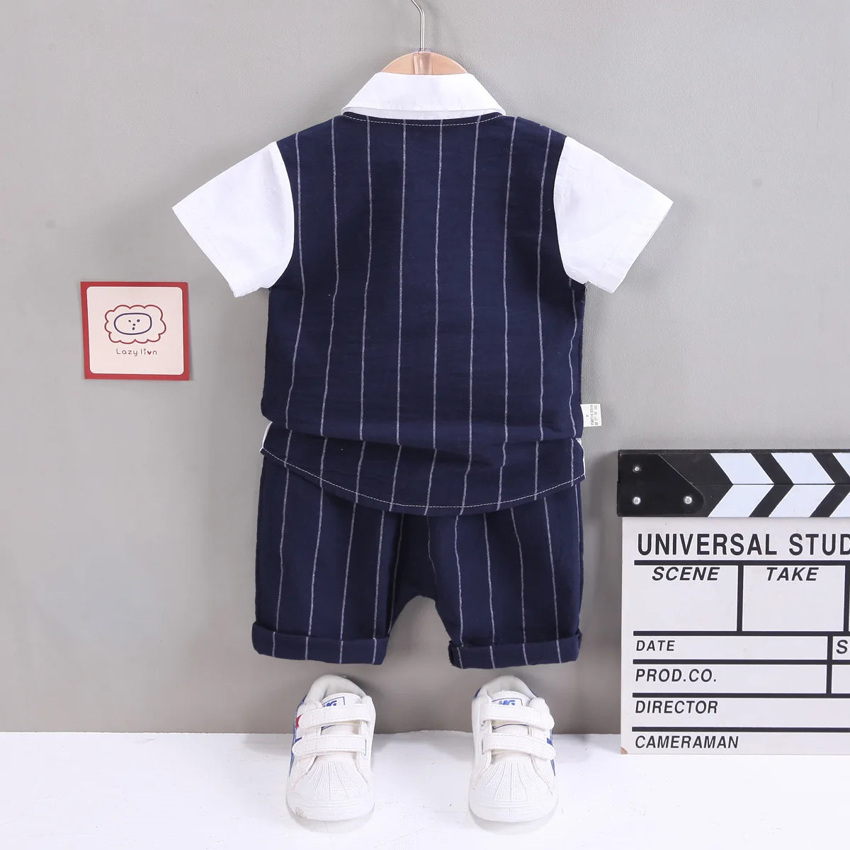 IENENS Baby Clothing Sets Boys Formal Dress Summer Shirt + Shorts Suits Kids Short Sleeve Outfits